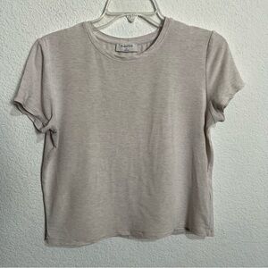 Aritzia Babaton Off White Short Sleeve Crop Top Small